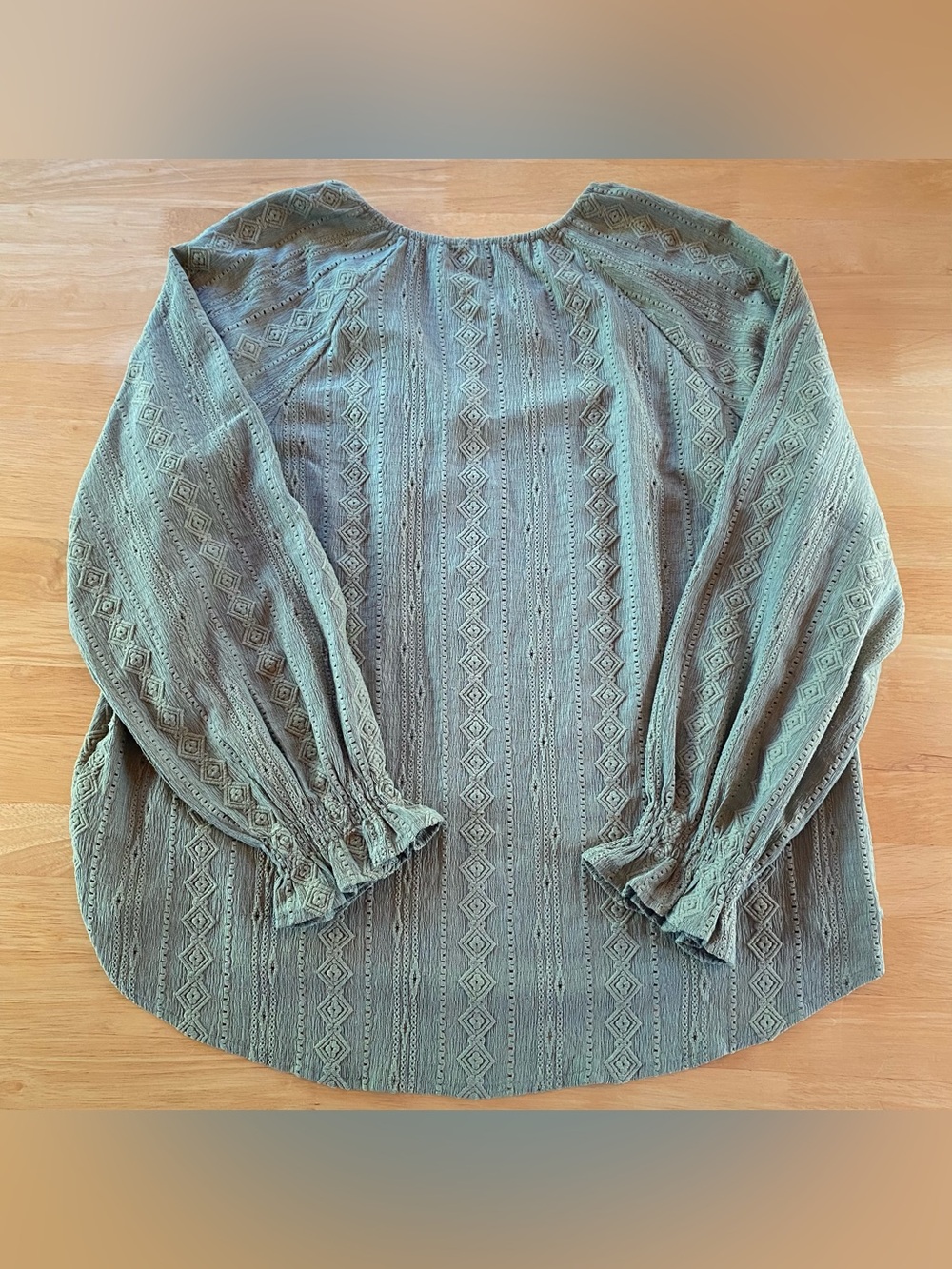 FRYE Sage Green Embroidered Peasant Blouse - Picture 3 of 4